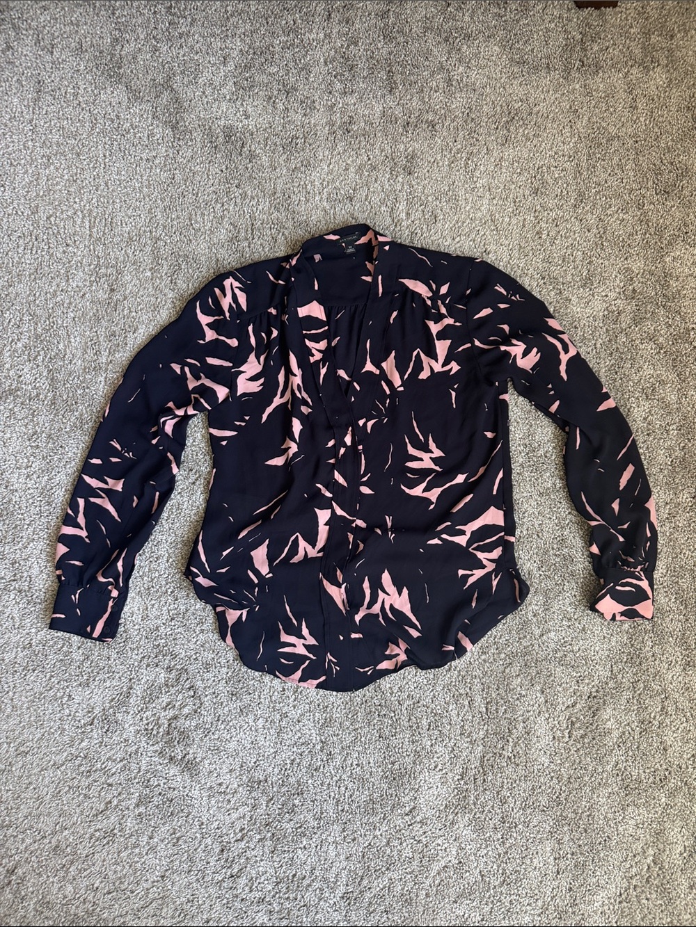 Ann Taylor Dark Navy with Pink Abstract Accents